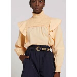 A.L.C Jillian Ruffled Poplin Blouse Orange Long Sleeve Casual Wardrobe Womens 10